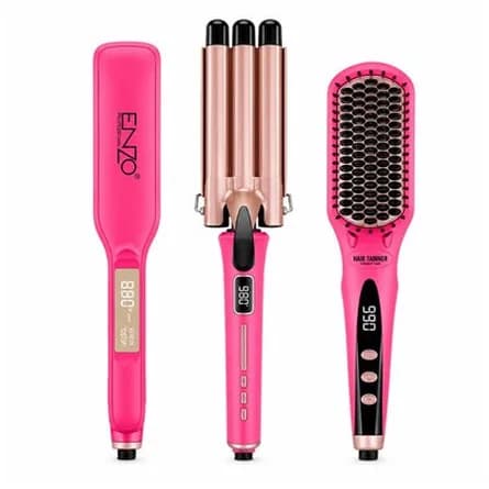 3-piece hair styling set, pink