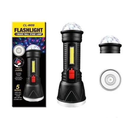 5-in-1 flashlight with disco ball lamp