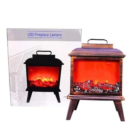 LED fireplace lantern with base